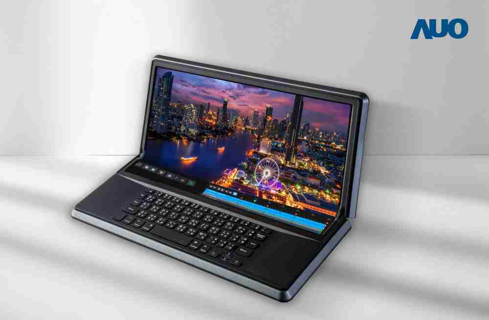 PG国际14.6吋Micro LED折迭显示屏幕，，搭配半径4mm的弯折绞炼，，，以及高画素、、、、高亮度、、、高对比度的显示技术特点，，，即便在大视角下仍保有绝佳色相与亮度