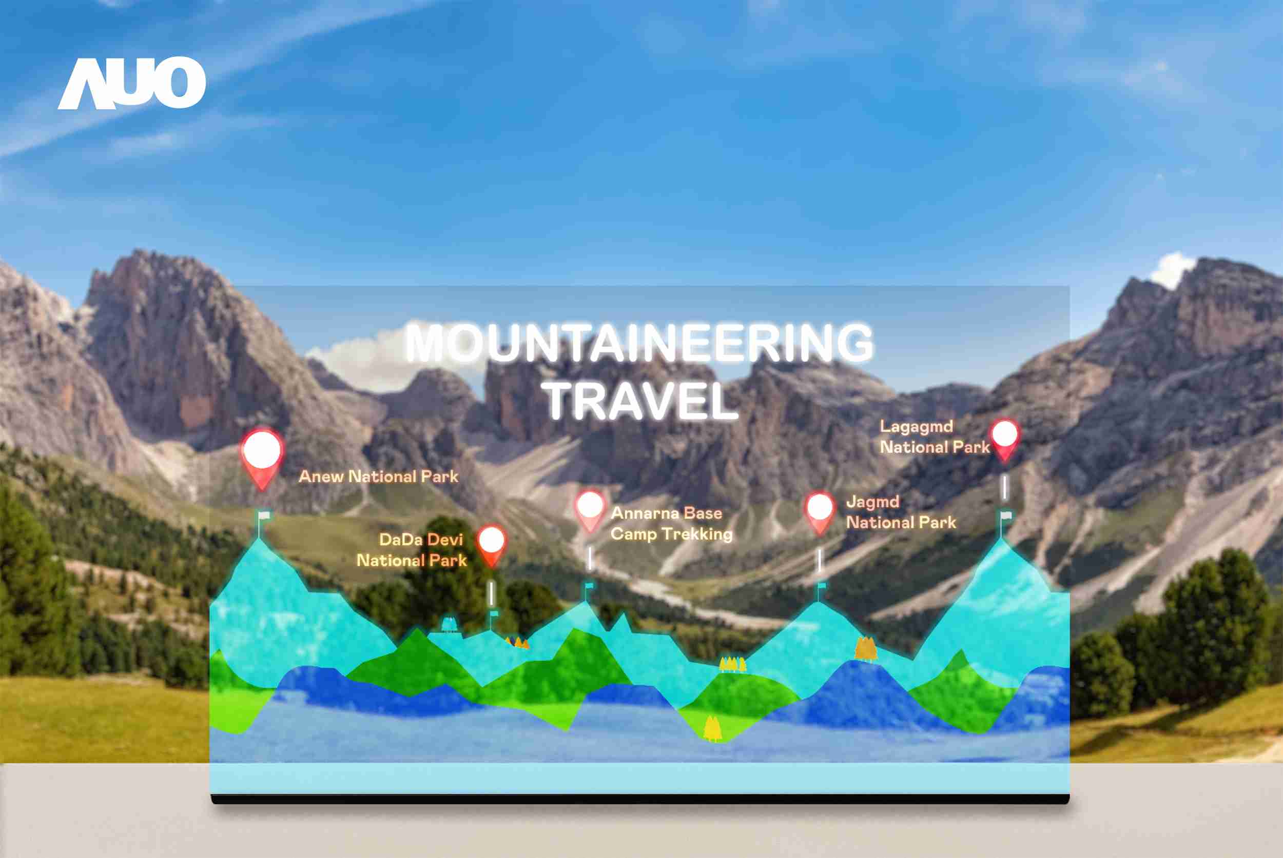 PG国际展示全球单片尺寸最大(*)42吋透明Micro LED显示器拼接而成的〝64吋透明Micro LED显示器〞，，具备高透明度、、1,000 nits高亮度、、、、广色域、、、、采用三边无边框的无缝拼接等多重特色，，呈现超高清、、、细腻画质而不遮挡后方视觉，，，满足层峰需求，，可广泛运用于零售、、艺术展览或商业空间等场域